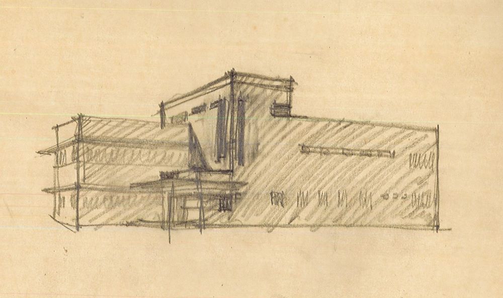 התוכנית לבניין מכון זיו שלא מומשה, מאת האדריכל ריכארד קאופמן